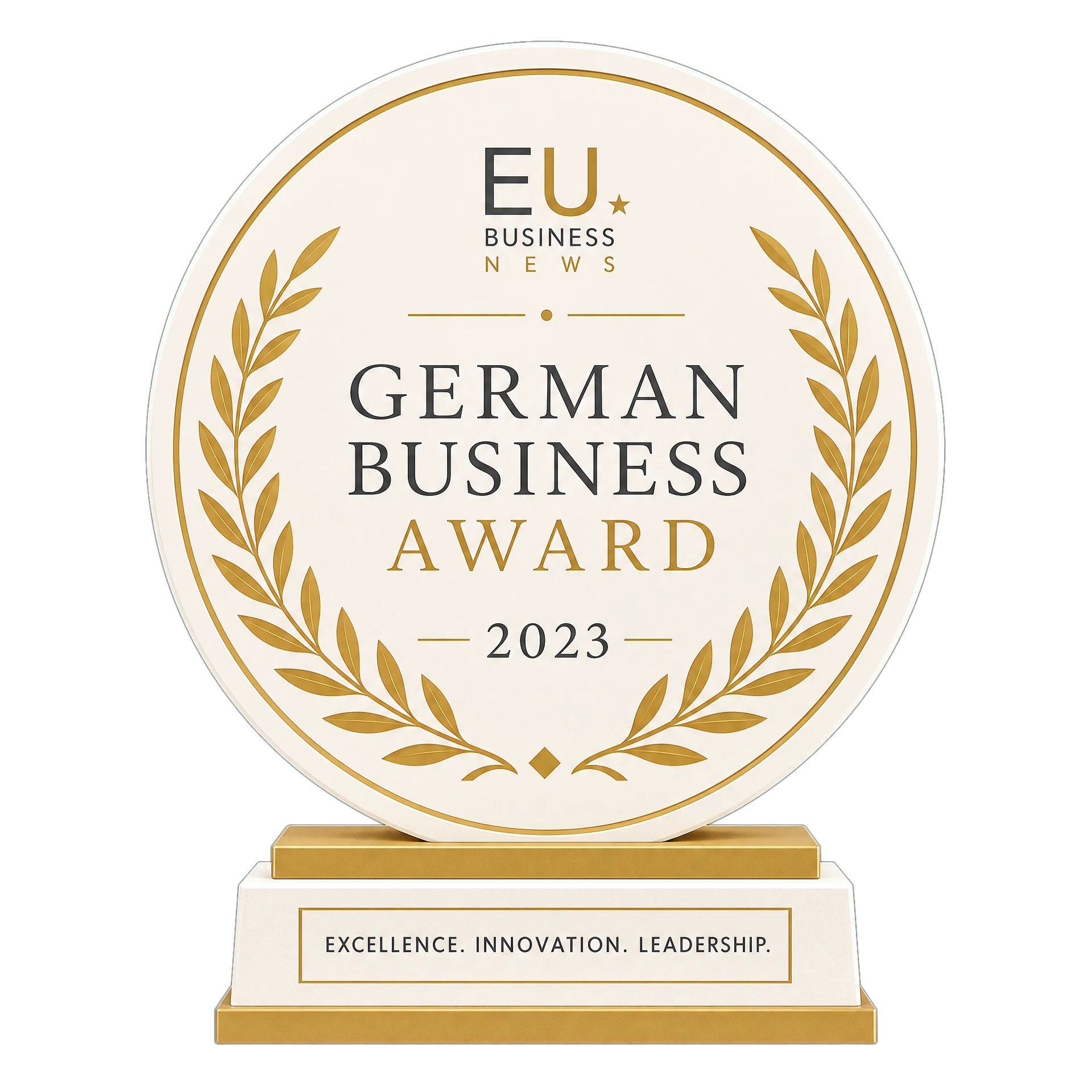 Pokal des German Business Award 2023 von EU Business News